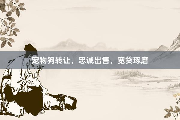 宠物狗转让,忠诚出售,宽贷琢磨